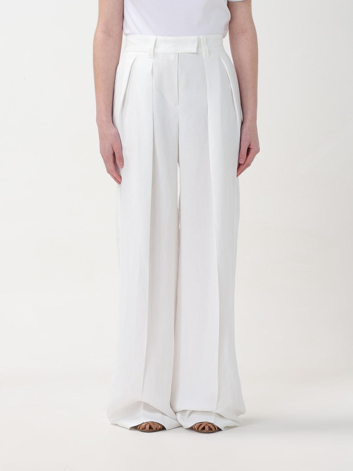 パンツ BRUNELLO CUCINELLI Women Straight Pants MH126P8512 C2925 Bei BRUNELLO CUCINELLI: Pants woman - White | Brunello Cucinelli