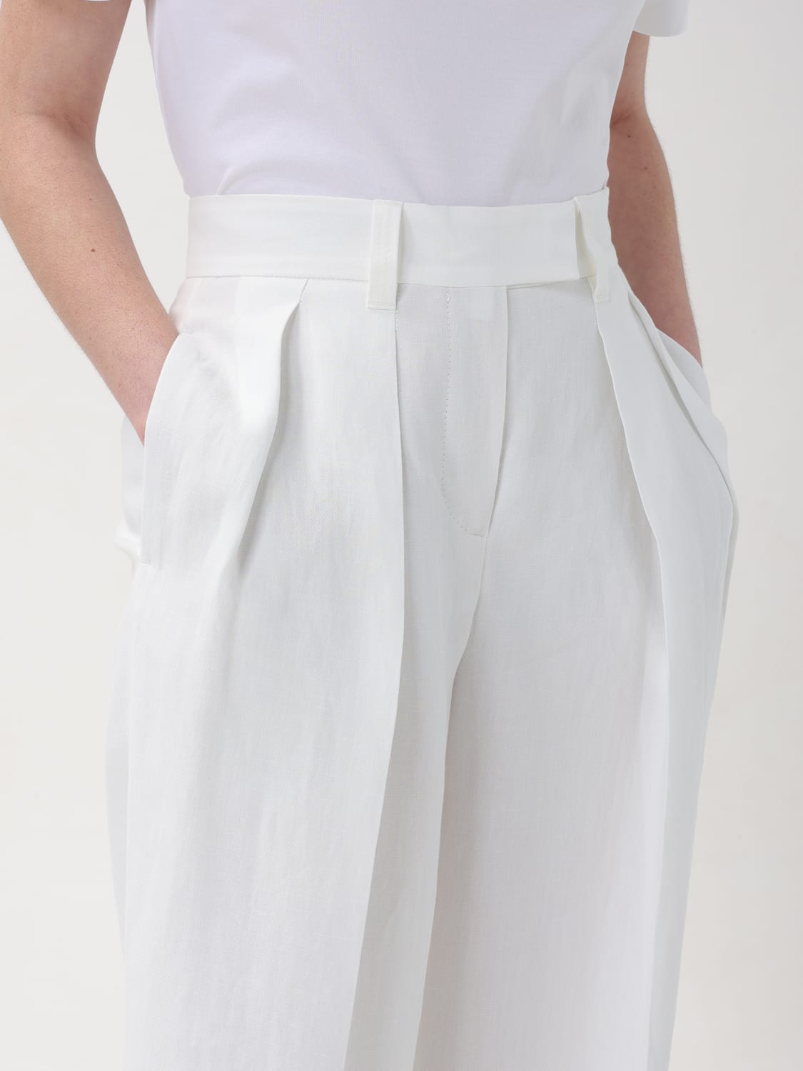 パンツ BRUNELLO CUCINELLI Women Straight Pants MH126P8512 C2925 Bei Brunello Cucinelli women's Cotton straight leg pants - buy