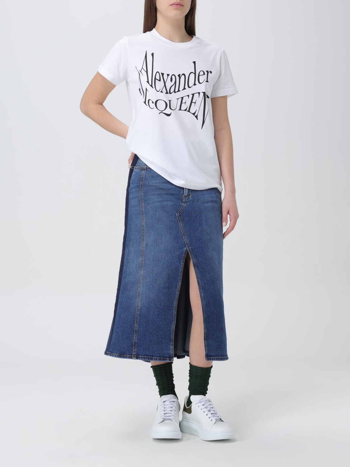 スカート ALEXANDER MCQUEEN Denim skirt Blue 780574QMACL McQueen Outlet: Skirt woman - Blue | McQueen skirt