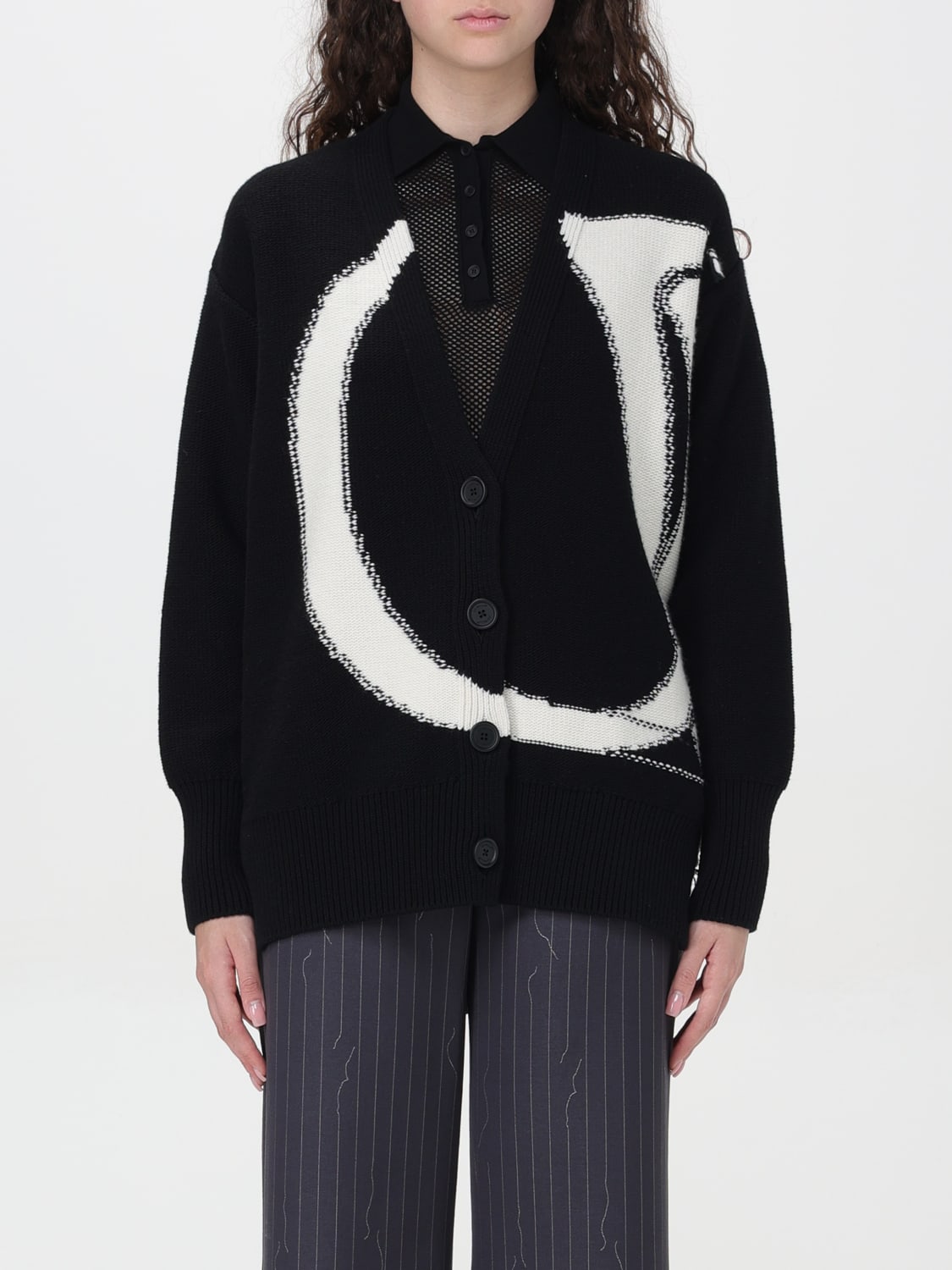 OFF-WHITE CARDIGAN: Off-white women's cardigan, Black - Img 1