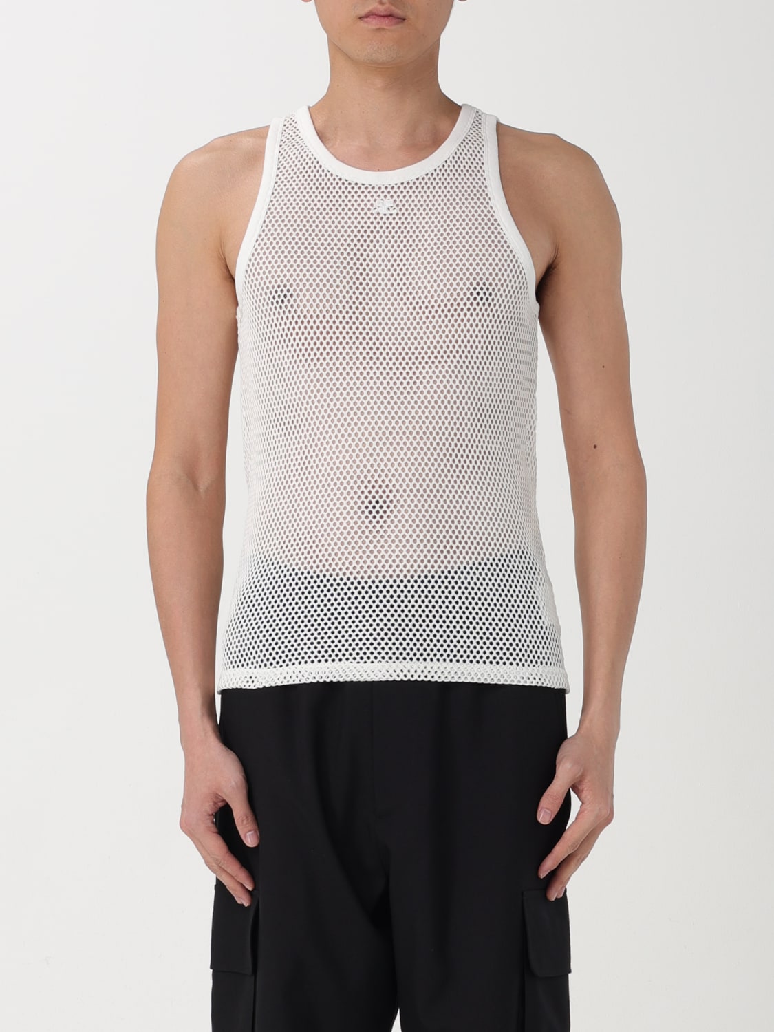 COURRÈGES TANK TOP: Courrèges cotton mesh tank top, White - Img 1