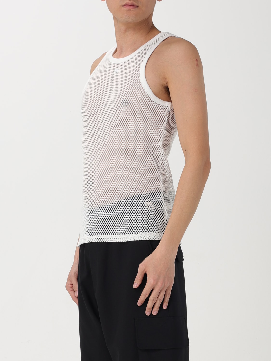 COURRÈGES TANK TOP: Courrèges cotton mesh tank top, White - Img 4