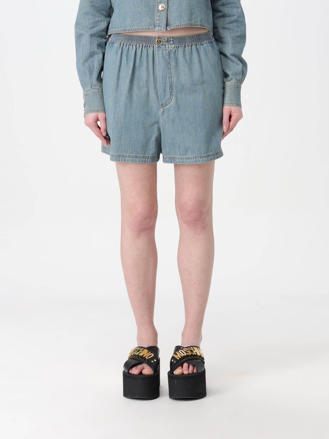パンツ MOSCHINO COUTURE Woman Pants Blue 03130536 0282 Moschino Couture Outlet: Pants woman - Blue | Moschino