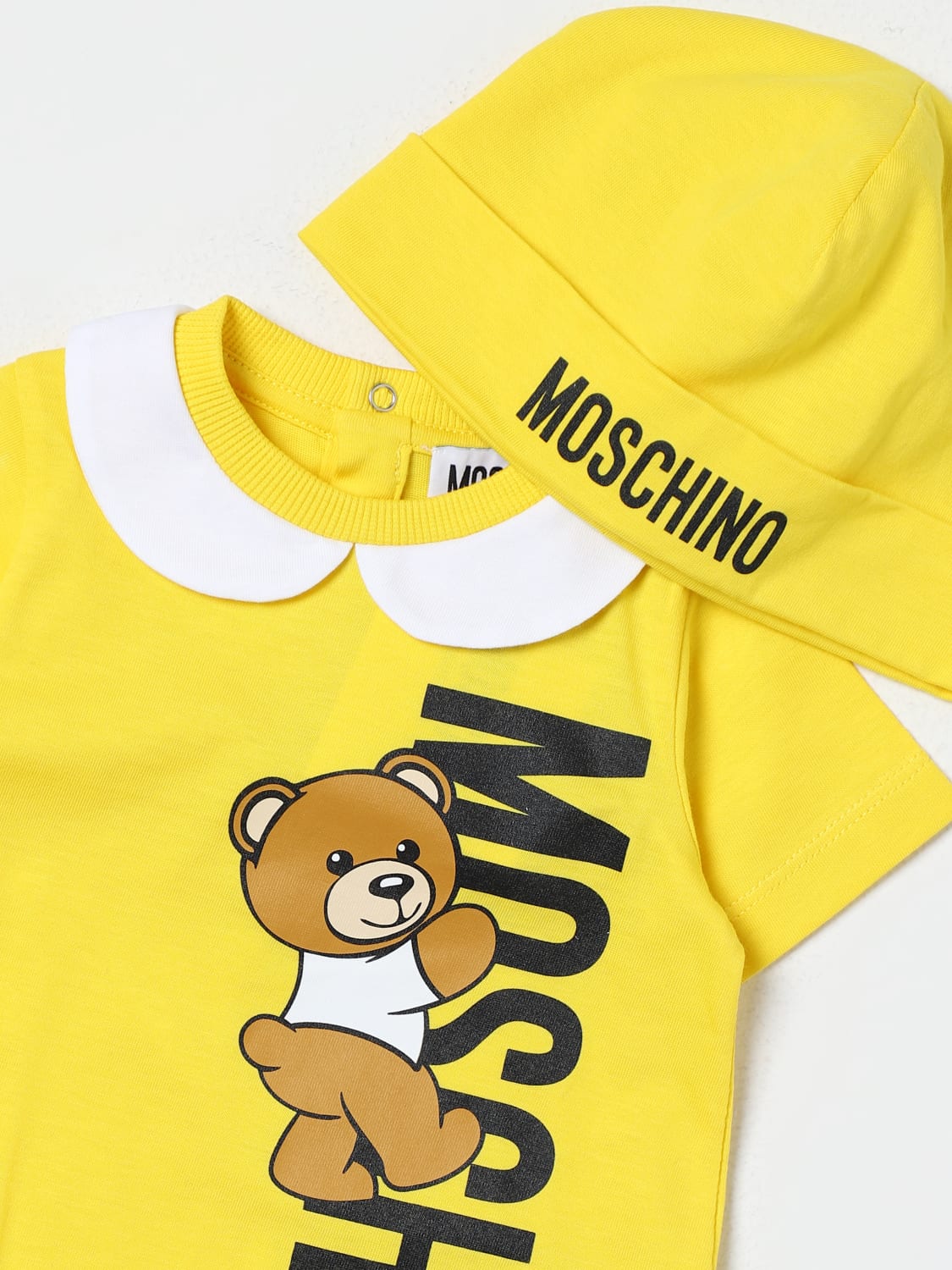 MOSCHINO COMBINATO: Set tuta + cappello Moschino Baby, Giallo - Img 3