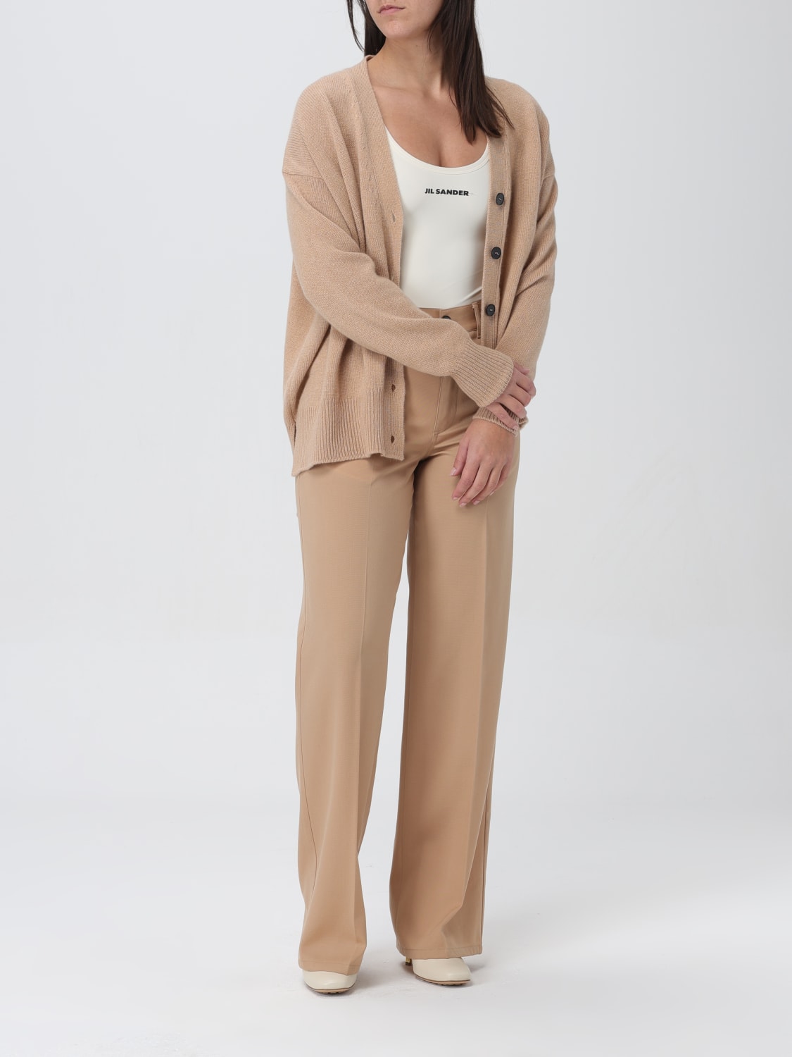 パンツ JIL SANDER Women Straight Pants J04KA0004J40003257 Beige Lightweight Wool Gabardine Trousers Woman | Jil Sander