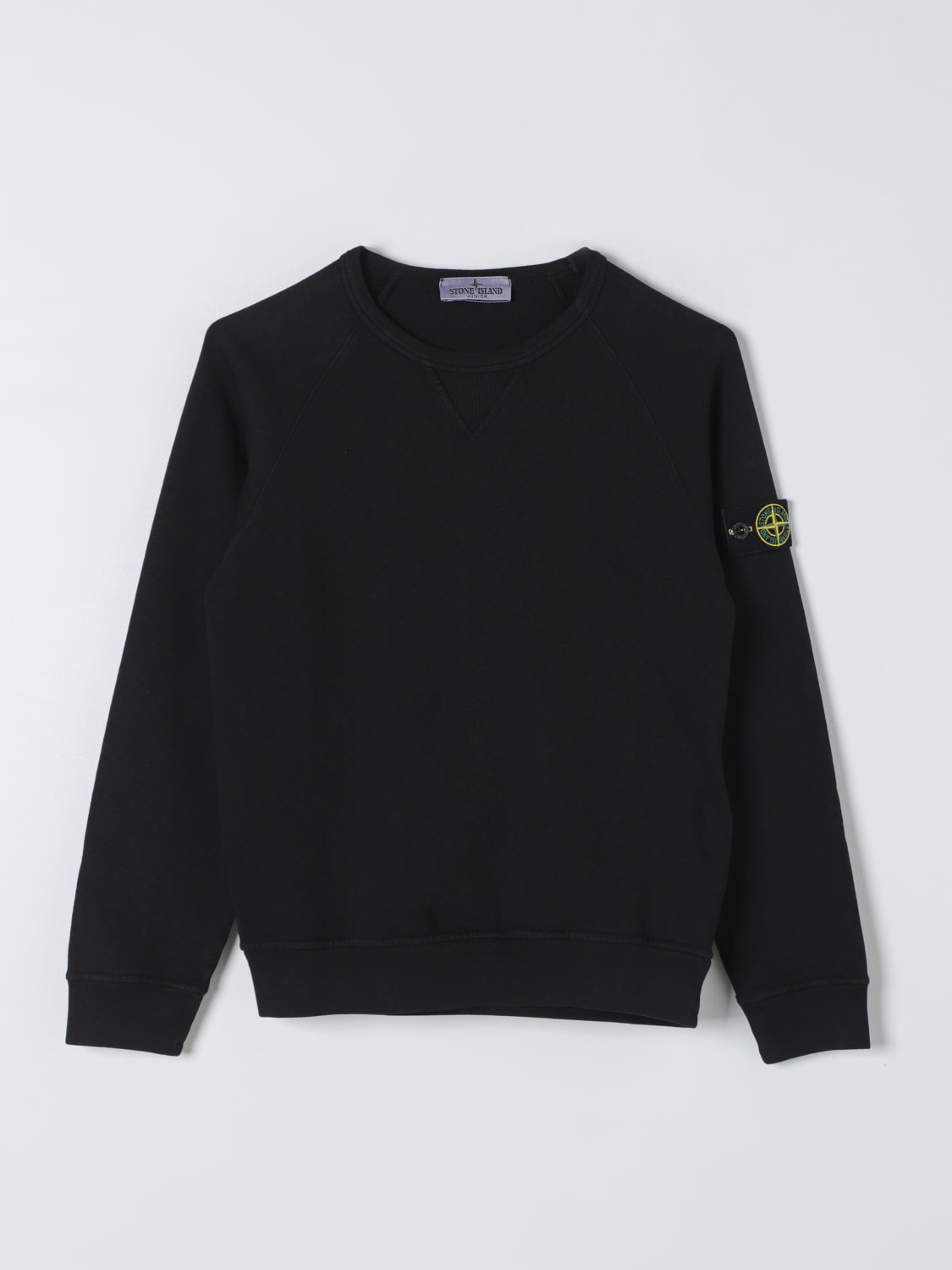 Boys black stone island jumper clearance