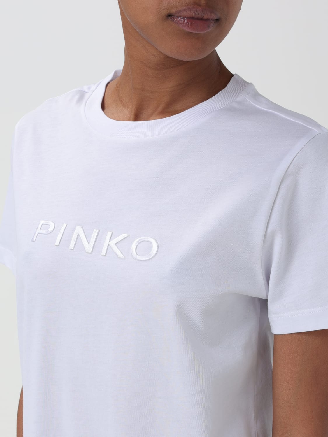 PINKO: T-shirt in cotone con logo - Bianco | T-Shirt Pinko