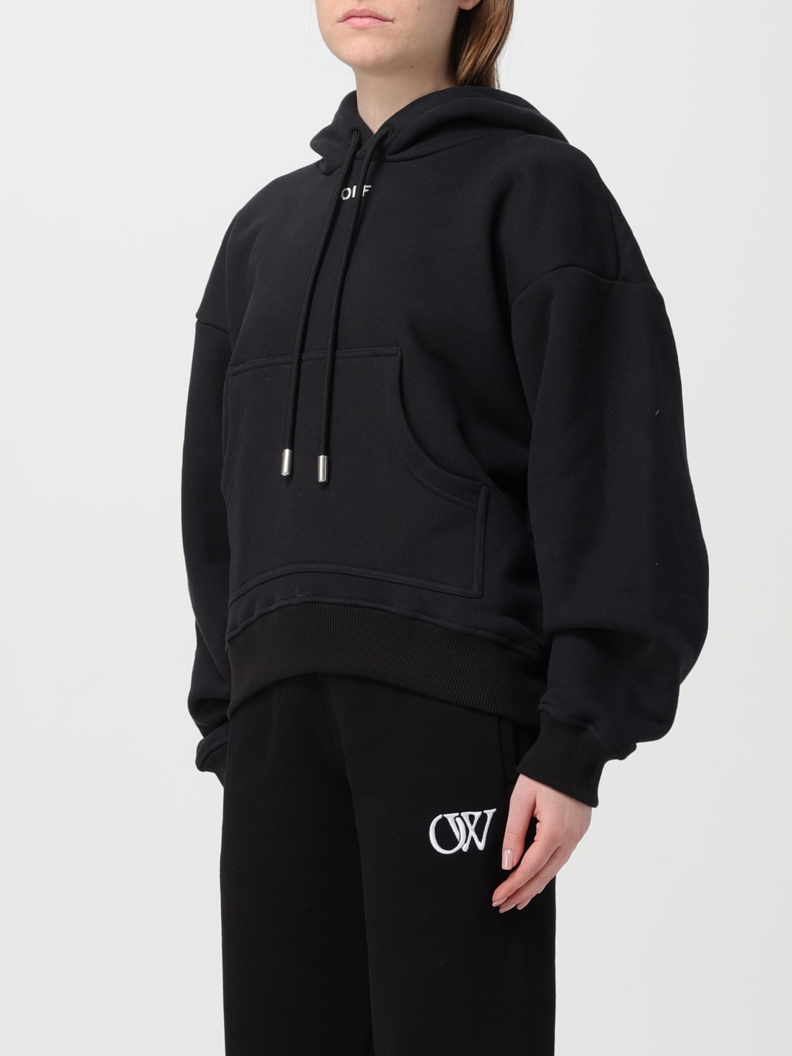 OFF-WHITE FELPA: Felpa Off-White in cotone con logo , Nero - Img 3