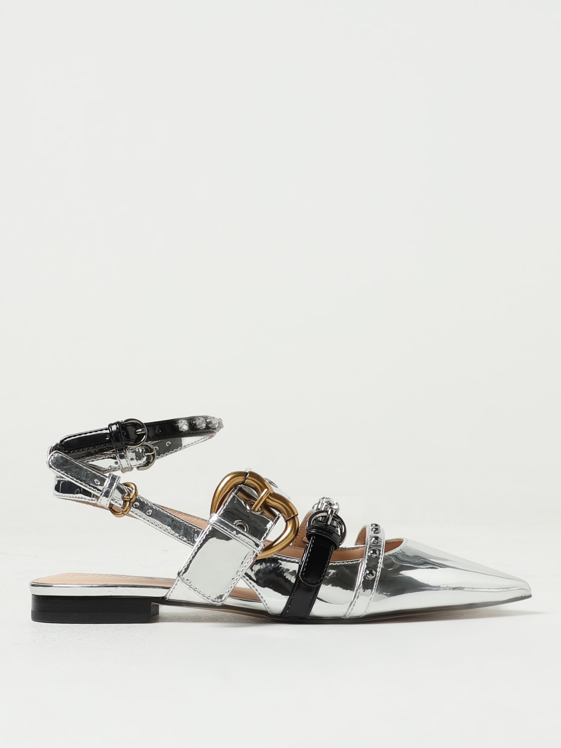 PINKO FLAT SHOES: Flat sandals woman Pinko, Silver - Img 1