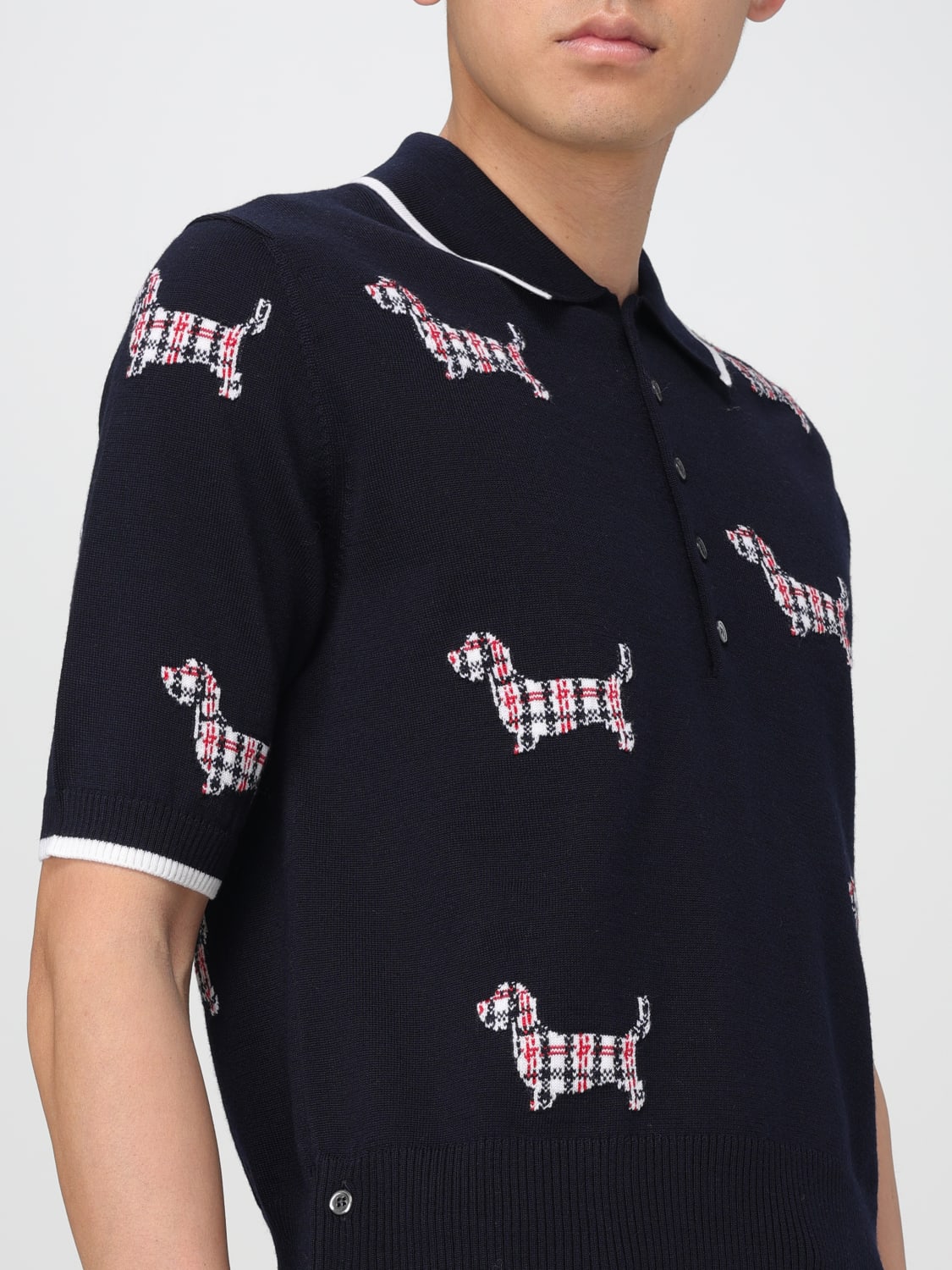 THOM BROWNE POLO SHIRT: T-shirt men Thom Browne, Blue - Img 5