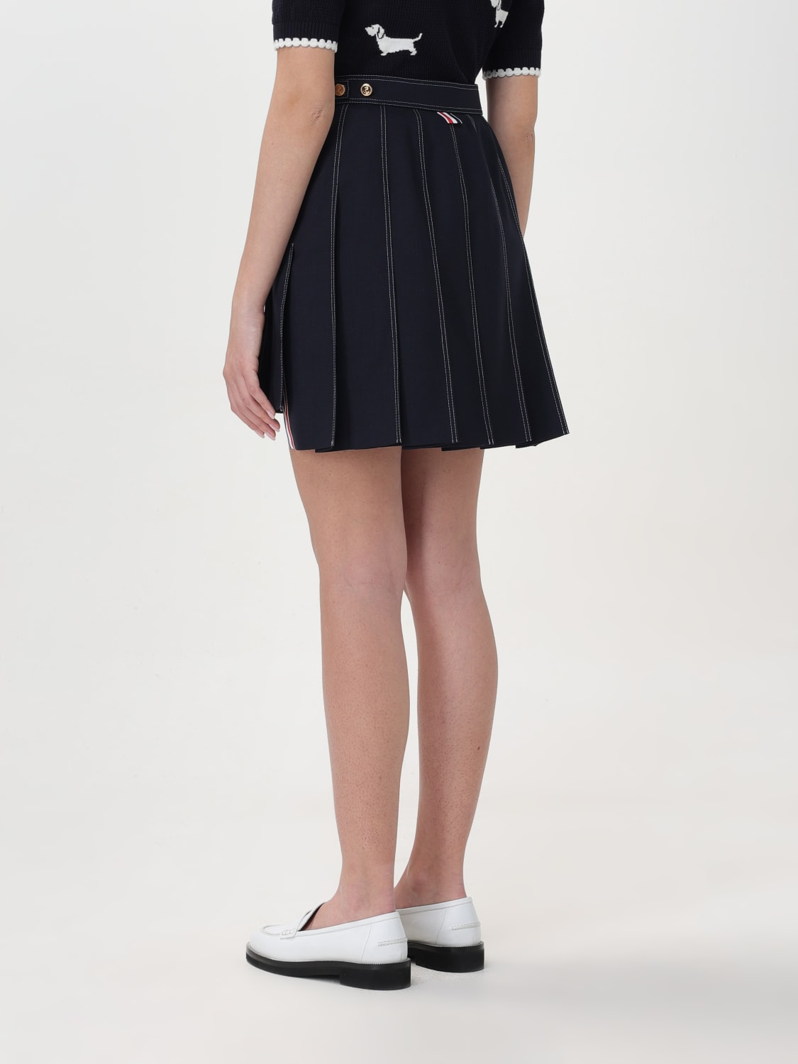 スカート THOM BROWNE Woman Skirt Blue FGC402V41500626 415 Twill Midi Pleated Skirt | Thom Browne