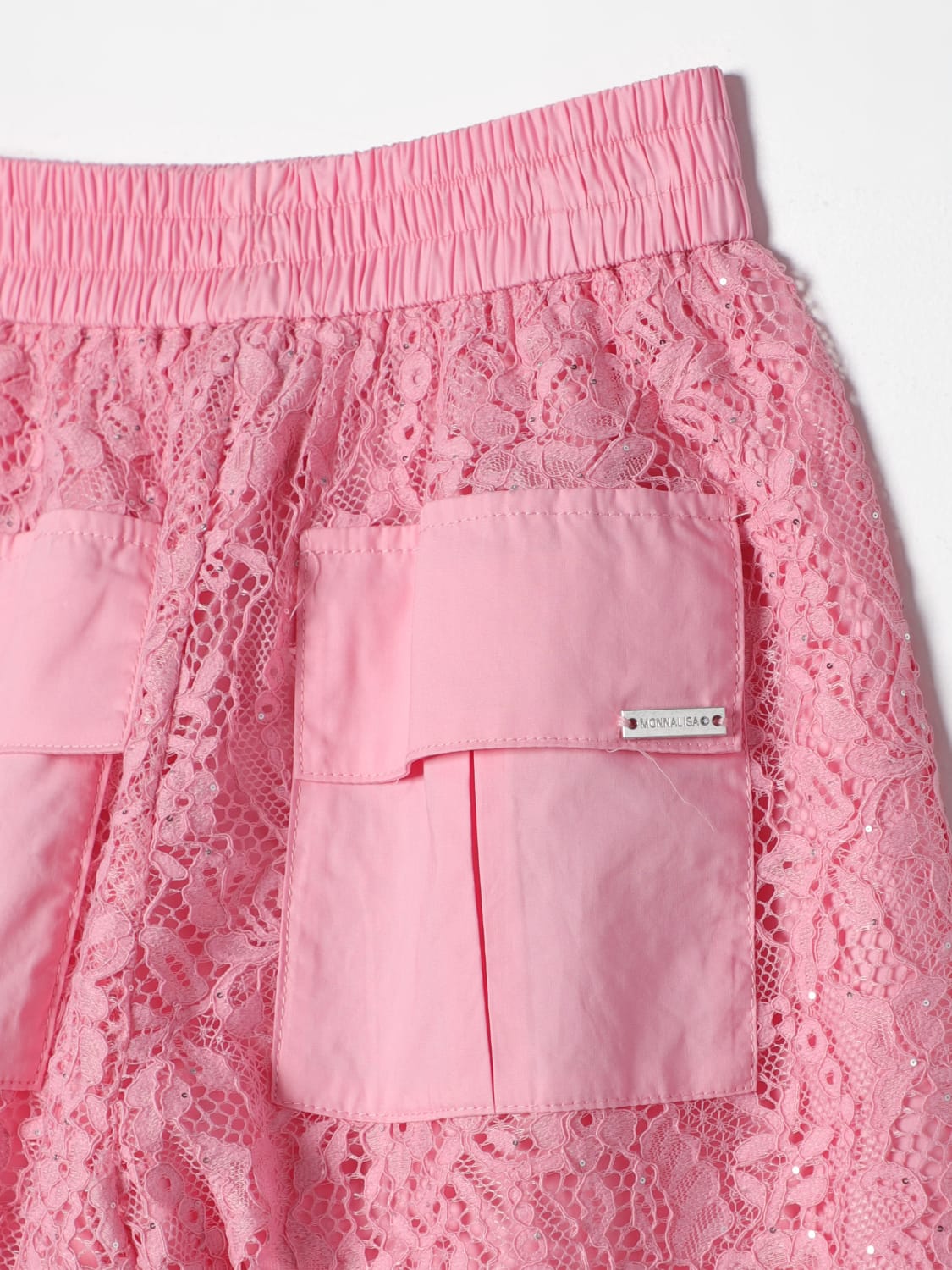 MONNALISA PANTALONCINO: Shorts Monnalisa in pizzo e viscosa, Rosa - Img 3