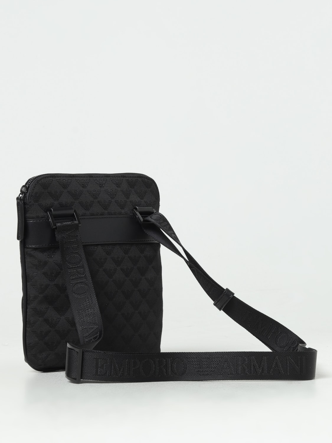 EMPORIO ARMANI BORSA A TRACOLLA: Borsa Emporio Armani in tessuto jacquard, Nero - Img 2