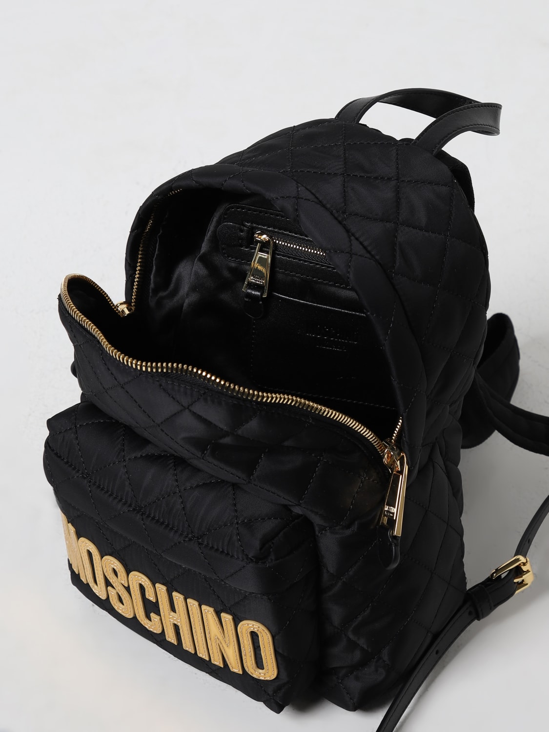 MOSCHINO COUTURE ZAINO: Zaino Moschino Couture in nylon trapuntato, Nero - Img 4