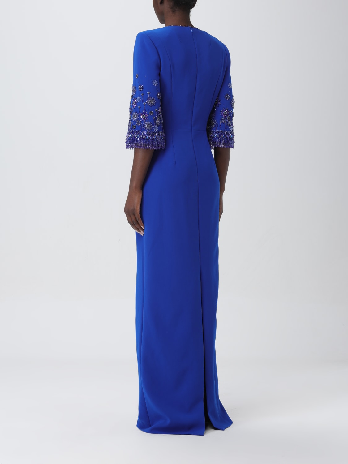 JENNY PACKHAM ABITO: Abito lungo Sandrine con strass Jenny Packham, Blue - Img 2