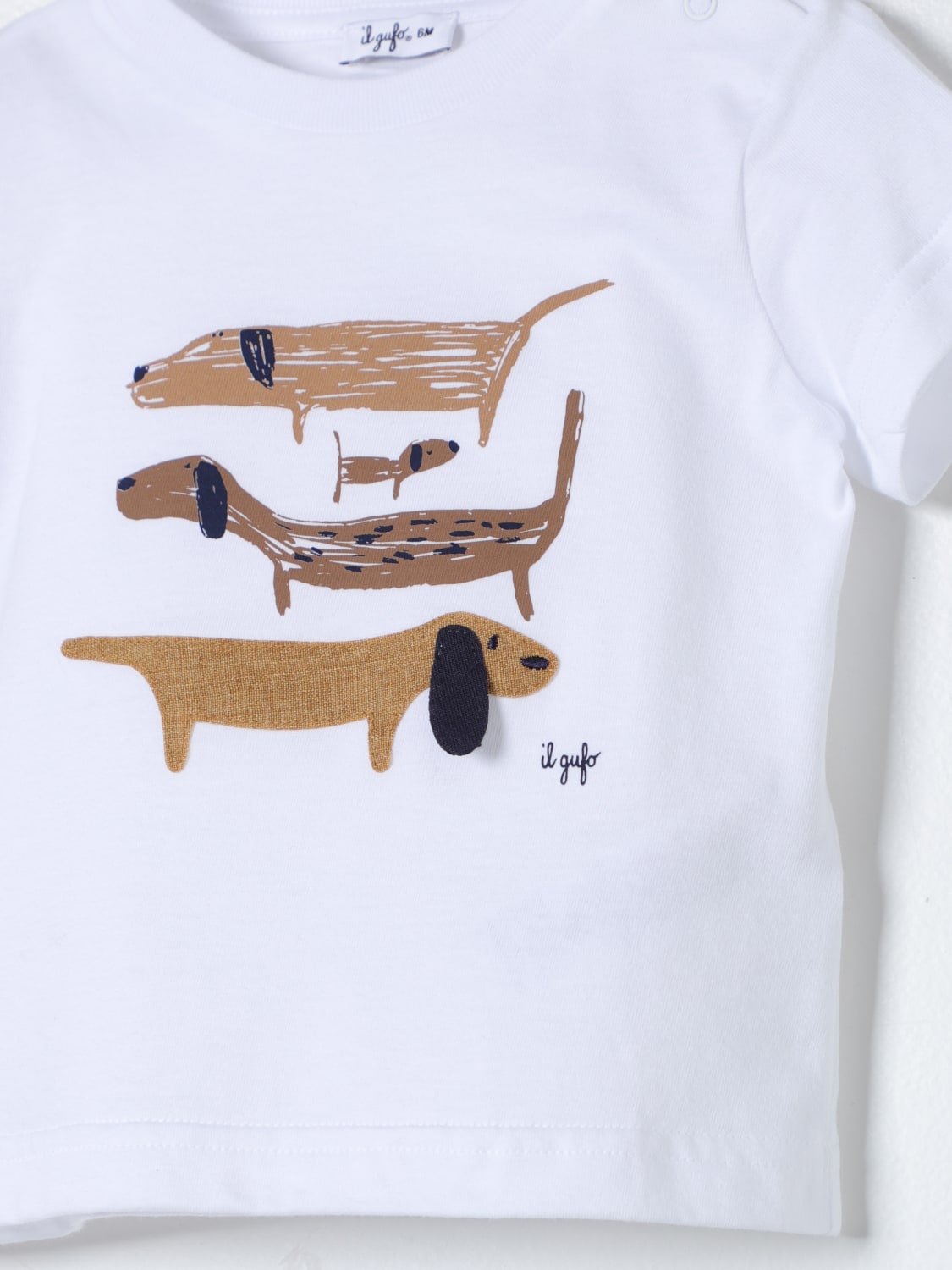 IL GUFO T-SHIRT: T-shirt Il Gufo con stampa cagnolini, Bianco - Img 3