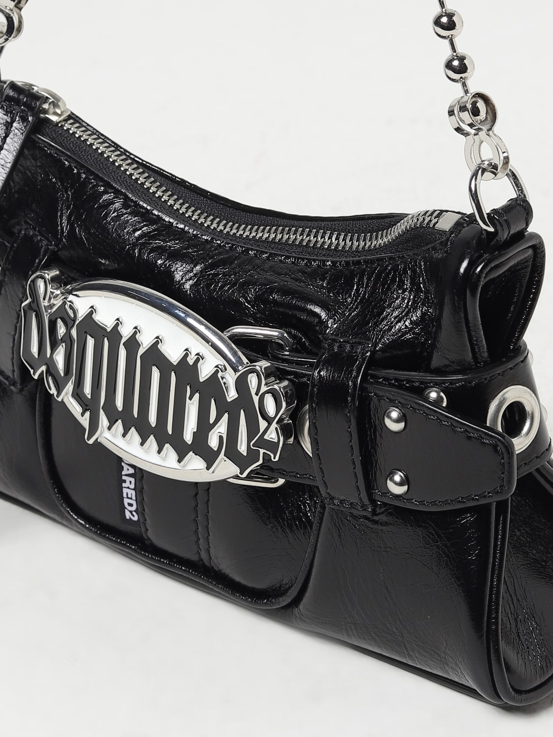 DSQUARED2 BORSA A SPALLA: Borsa Gothic Belt Dsquared2 in pelle , Nero - Img 3