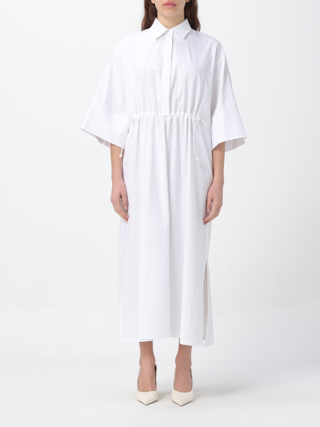ワンピース MAX MARA STUDIO Woman Dress White 2516221142600 001 MAX MARA STUDIO Dress A-line White Cotton Sleeveless Maxi