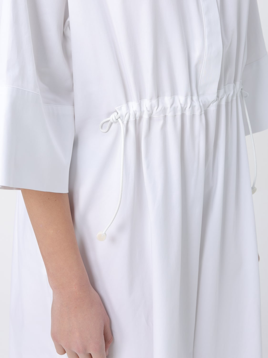 MAX MARA ABITO: Abito Max Mara in cotone e seta, Bianco - Img 4