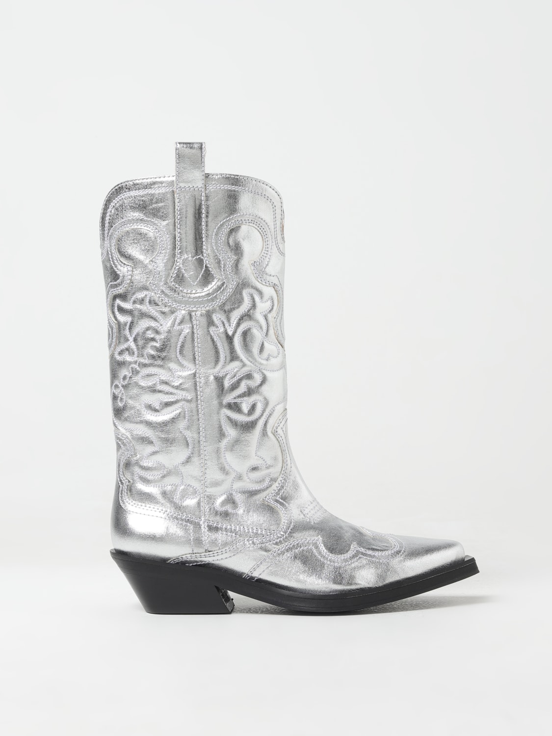 GANNI BOOTS: Boots woman Ganni, Silver - Img 1