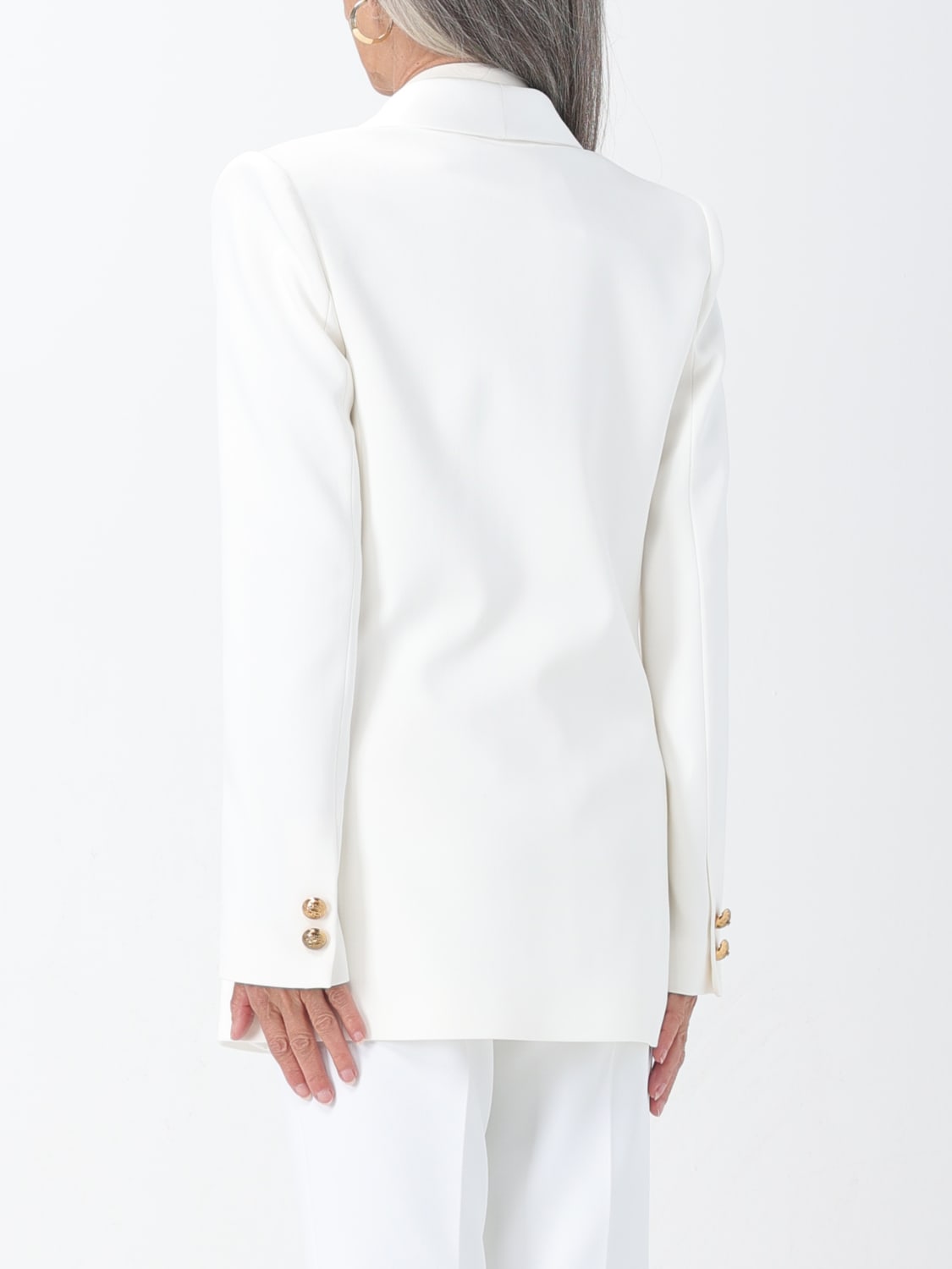 アウターその他 ELISABETTA FRANCHI Woman Blazer Ivory GI080 360 Elisabetta Franchi Outlet: Blazer woman - Ivory | Elisabetta