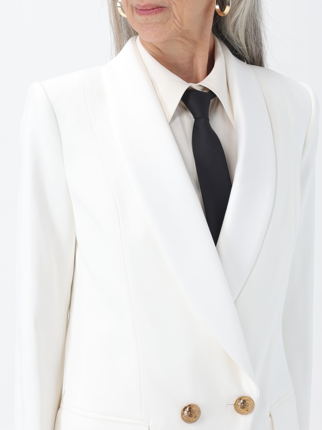 アウターその他 ELISABETTA FRANCHI Woman Blazer Ivory GI080 360 Elisabetta Franchi Outlet: Blazer woman - Ivory | Elisabetta