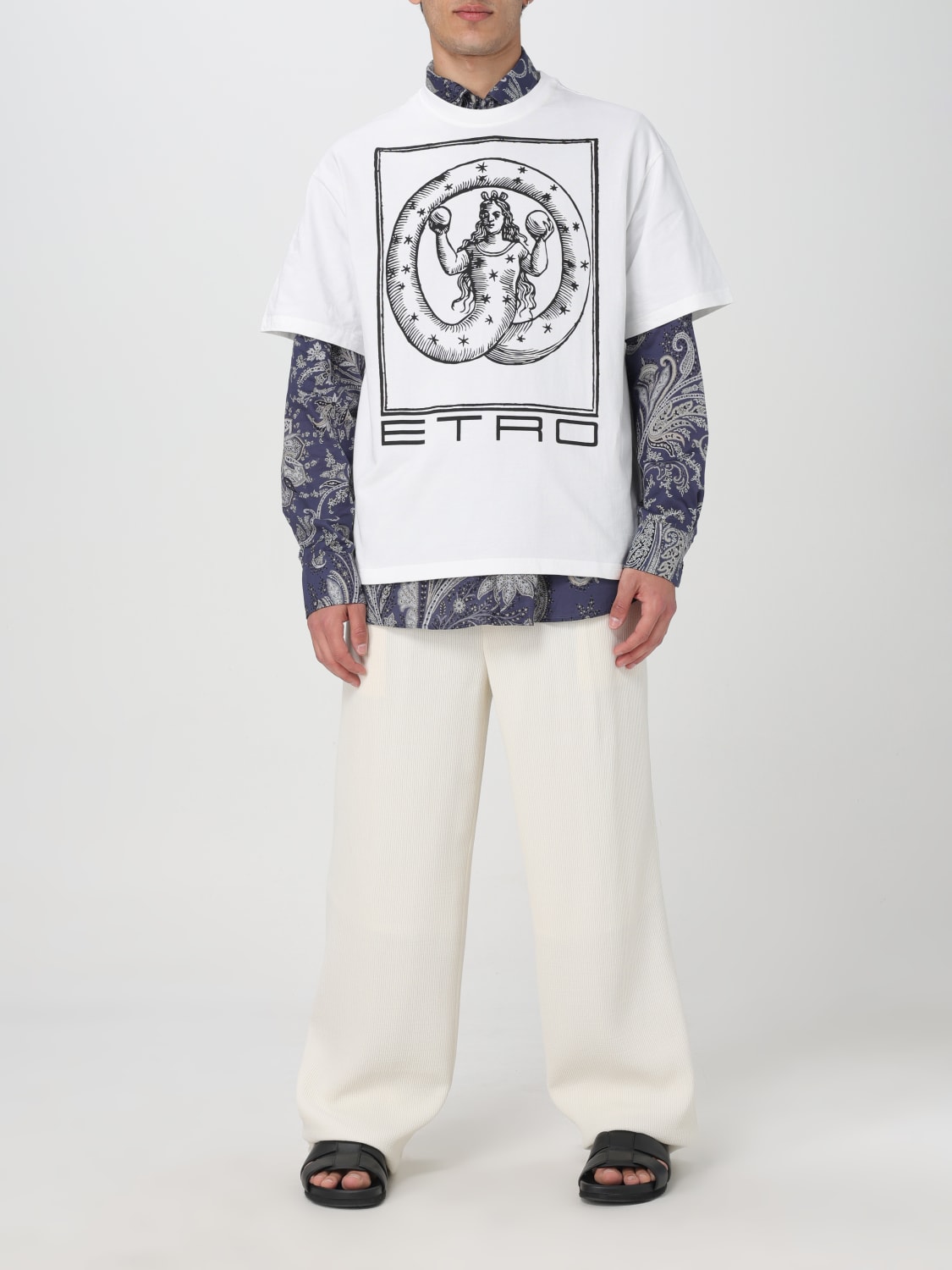 Tシャツ・カットソー ETRO SS25 Etro T-shirts and Polos (MRMD0006 AJ264B3681) Etroアウトレット：Tシャツ メンズ - ホワイト | GIGLIO.COM