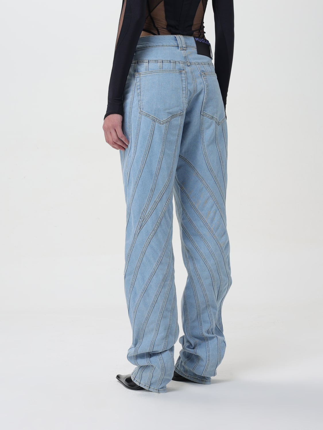パンツ MUGLER Woman Pants Gnawed Blue 24P6PA0327211 2905 Mugler Outlet: Pants woman - Gnawed Blue | Mugler pants
