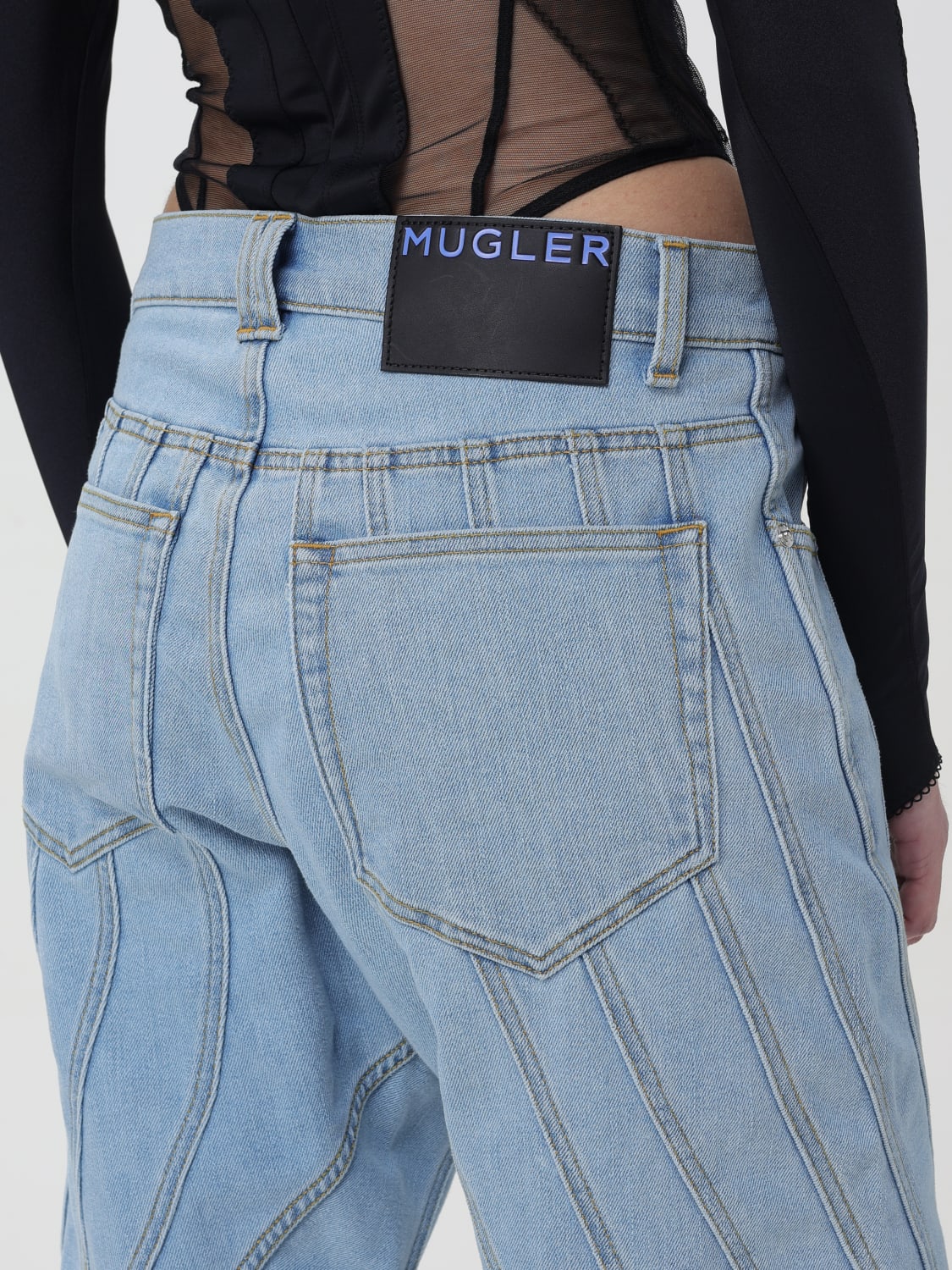 パンツ MUGLER Woman Pants Gnawed Blue 24P6PA0327211 2905 Mugler Outlet: Pants woman - Gnawed Blue | Mugler pants