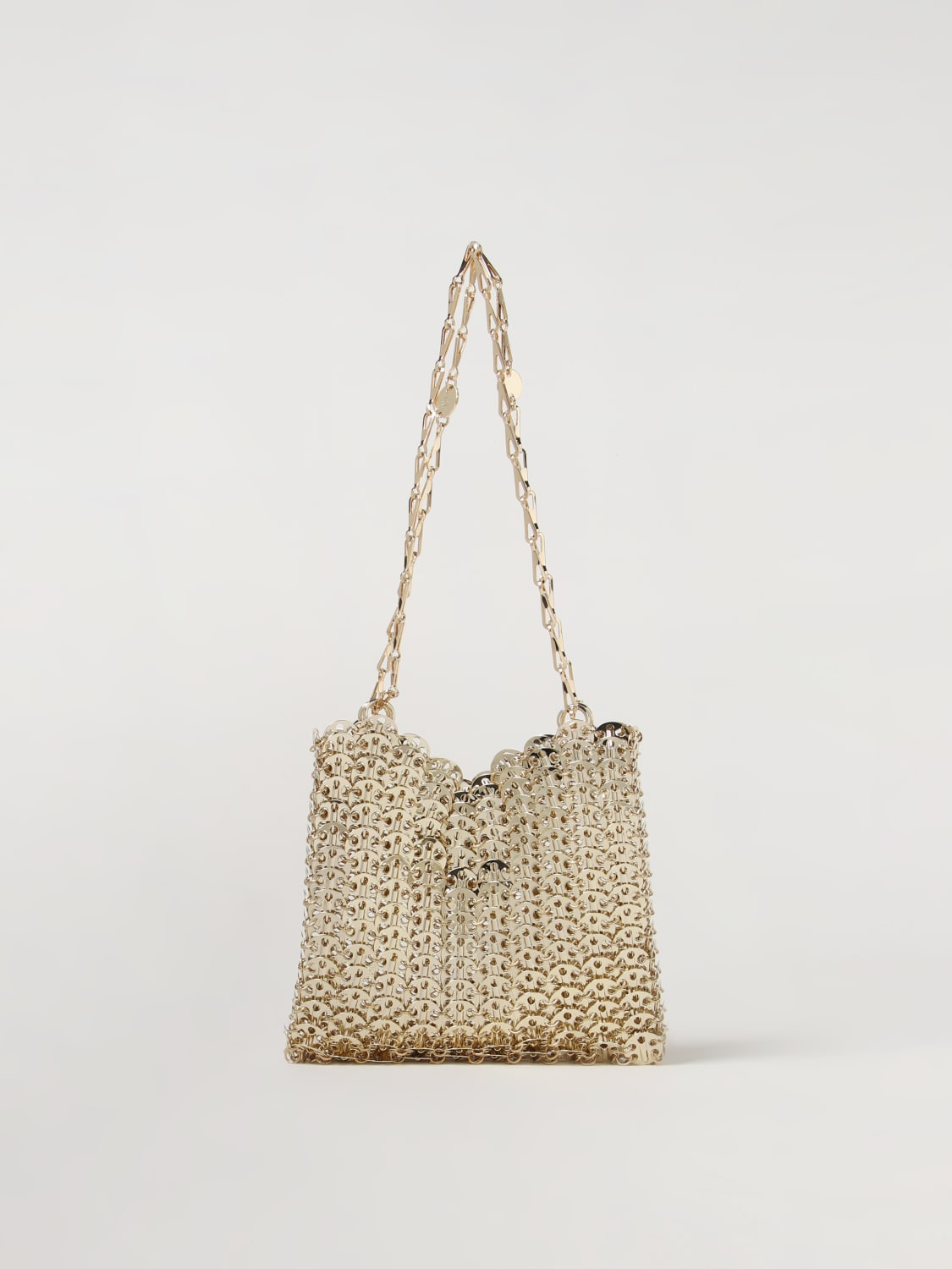 RABANNE BORSA MINI: Borsa 1969 Rabanne in maglia metallica, Oro - Img 1
