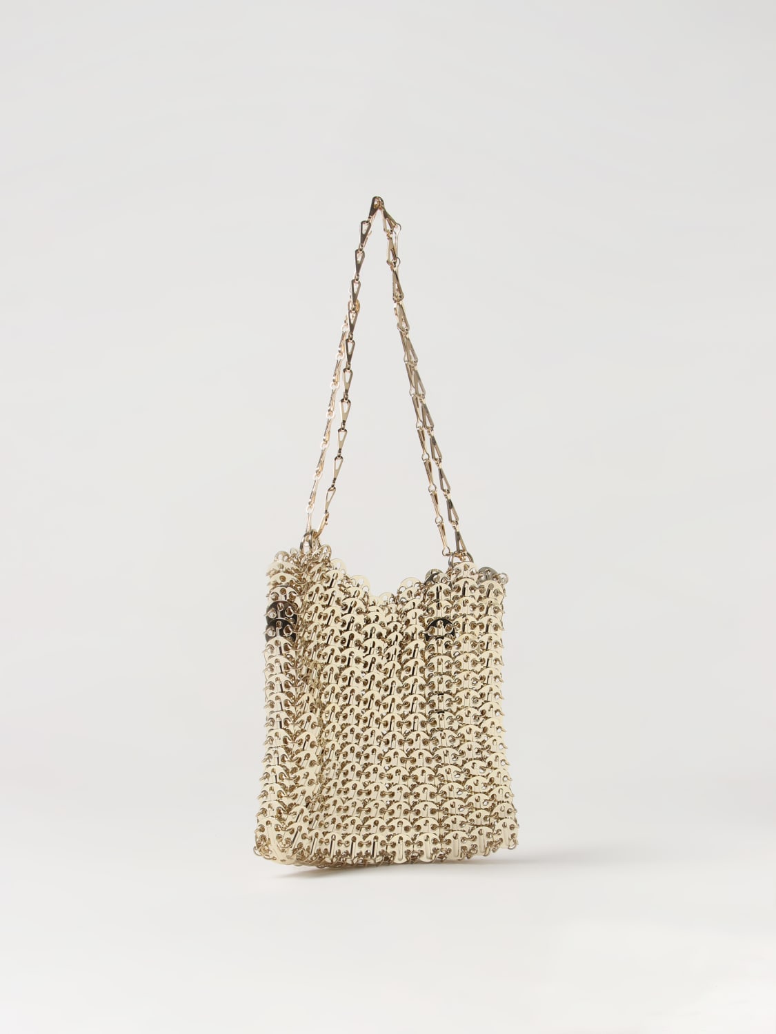RABANNE BORSA MINI: Borsa 1969 Rabanne in maglia metallica, Oro - Img 2