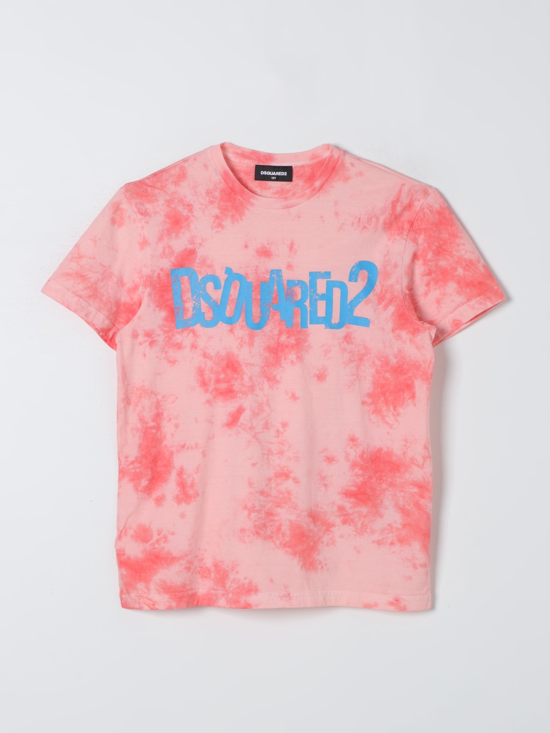 DSQUARED2 T-SHIRT: T-shirt Dsquared2 Junior stampa tie-dye, Corallo - Img 1