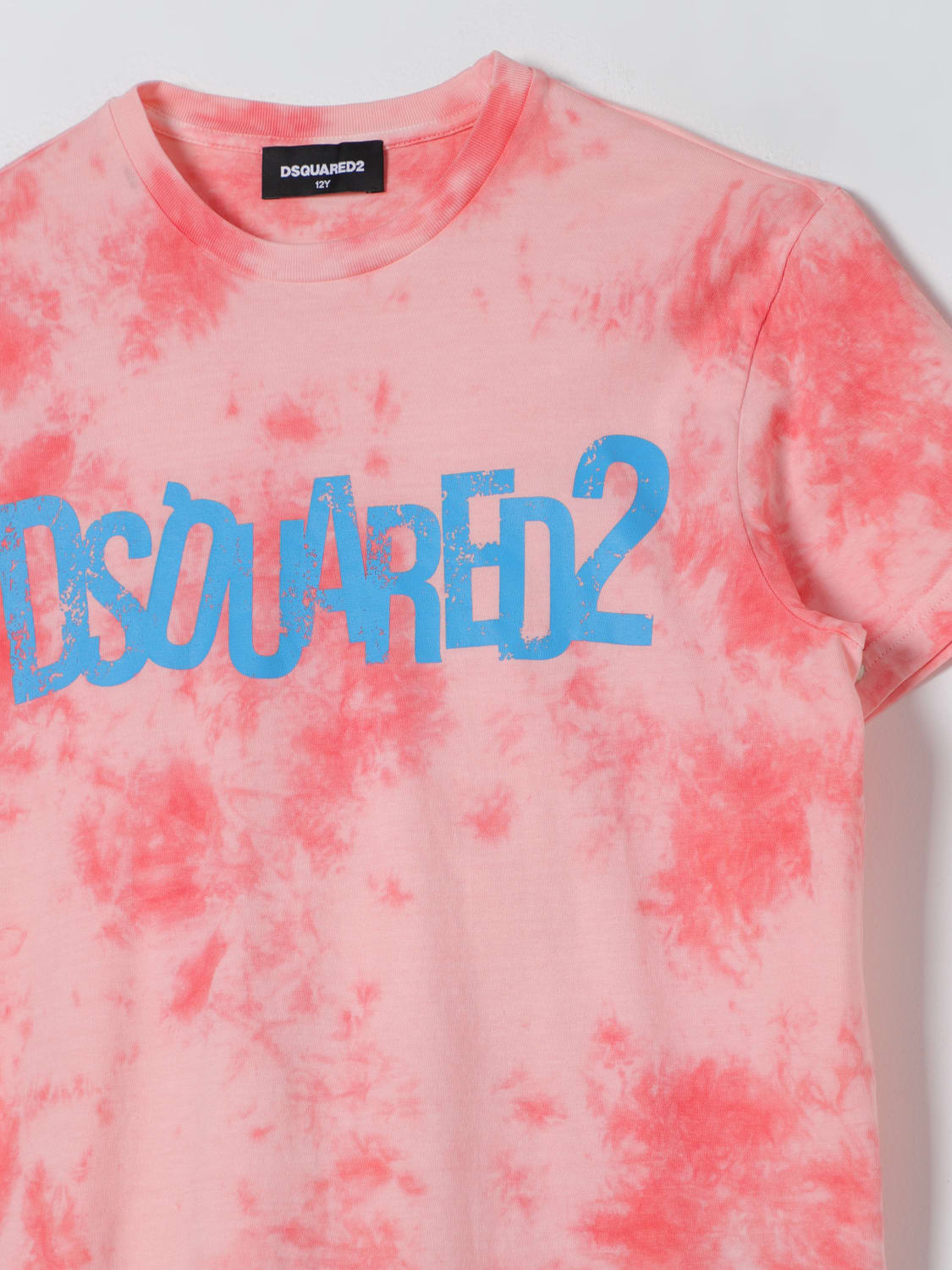 DSQUARED2 T-SHIRT: T-shirt Dsquared2 Junior stampa tie-dye, Corallo - Img 3