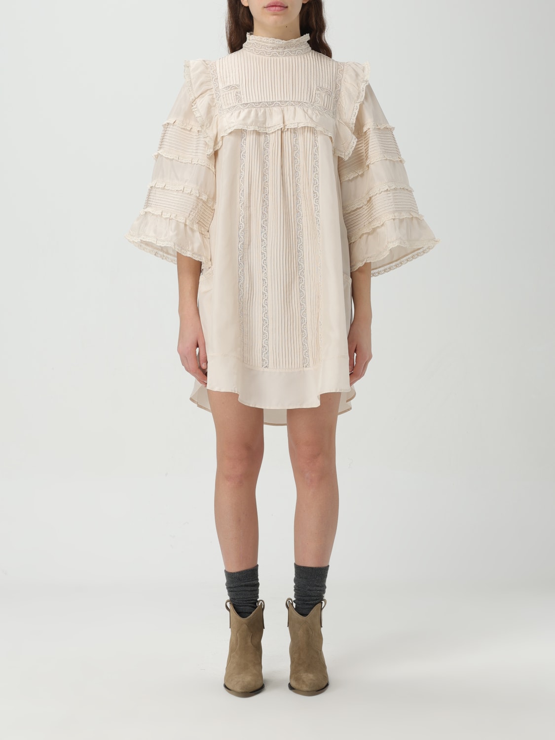 ワンピース ISABEL MARANT Woman Dress White RO0420FAB2J02I 20CK AURORE DRESS Woman ecru | ISABEL MARANT Official online store