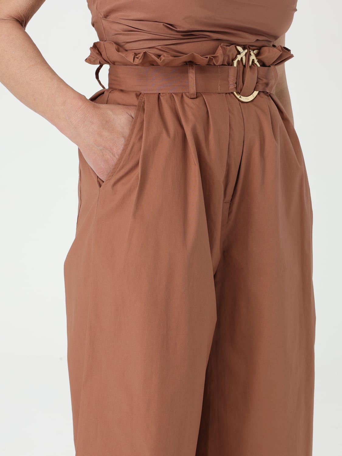 PINKO PANTS: Pants woman Pinko, Brown - Img 3