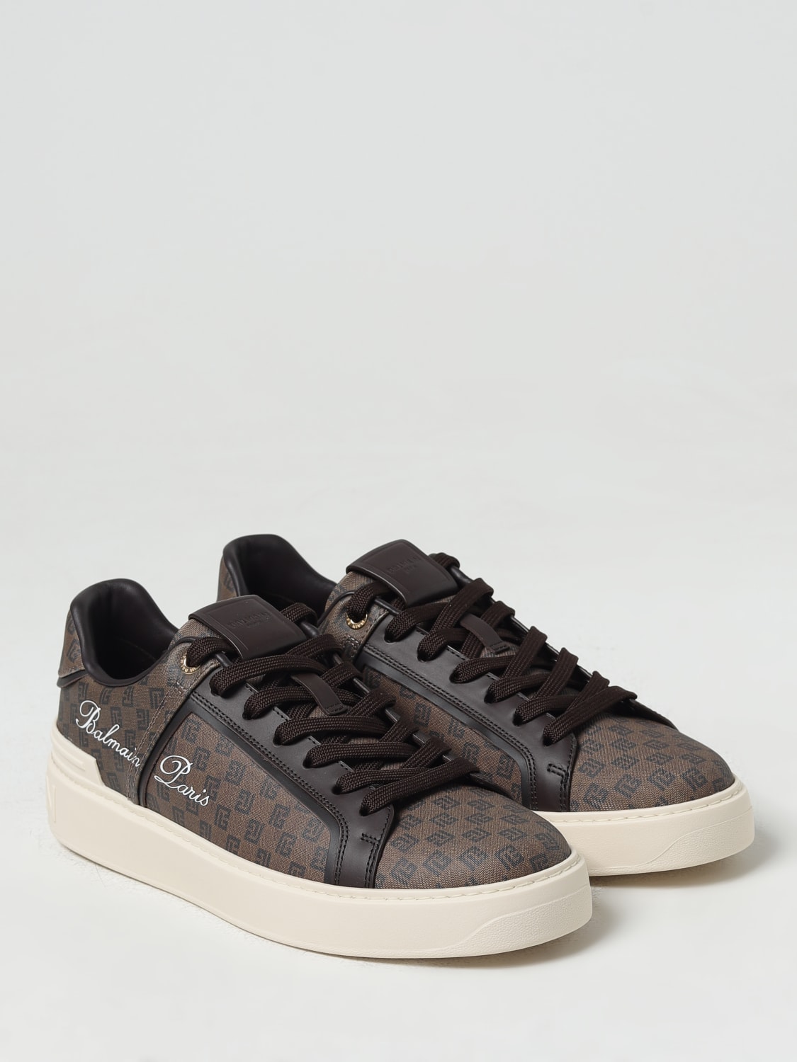 BALMAIN: Sneakers men - Brown | Balmain sneakers CM1VI321TMBP online at ...