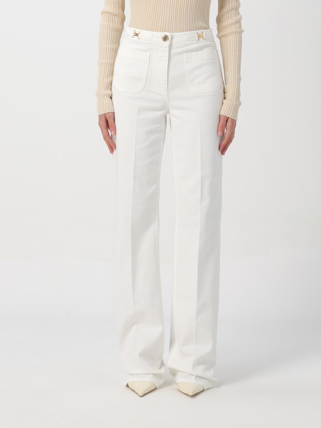 ELISABETTA FRANCHI: Jeans woman - White | Elisabetta Franchi