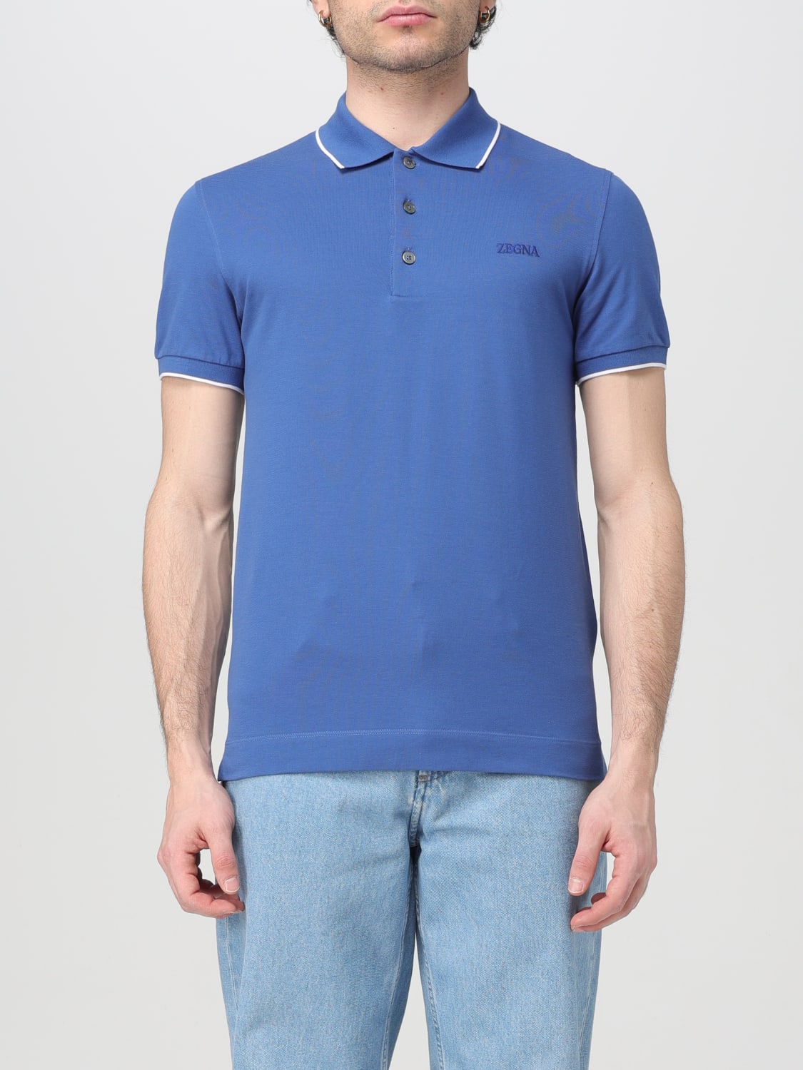 ZEGNA: Polo shirt woman - Blue | Zegna polo shirt UD358A7D746 online at ...