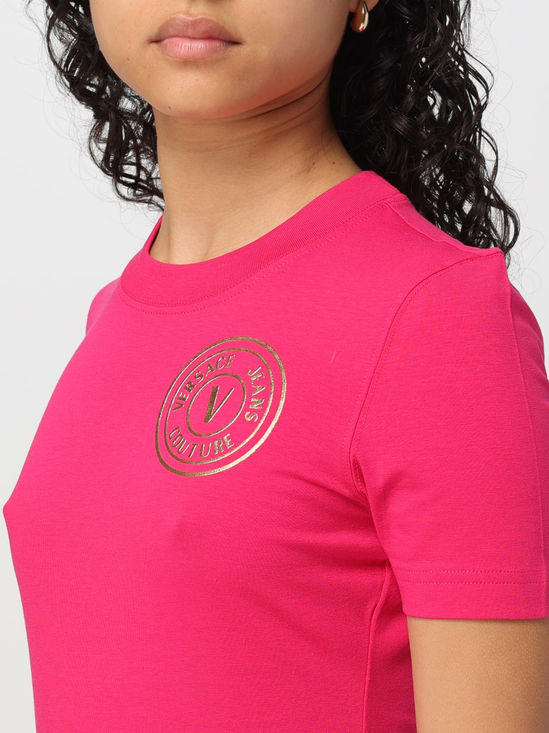 VERSACE JEANS COUTURE T-SHIRT: T-shirt Versace Jeans Couture in cotone, Rosa - Img 3