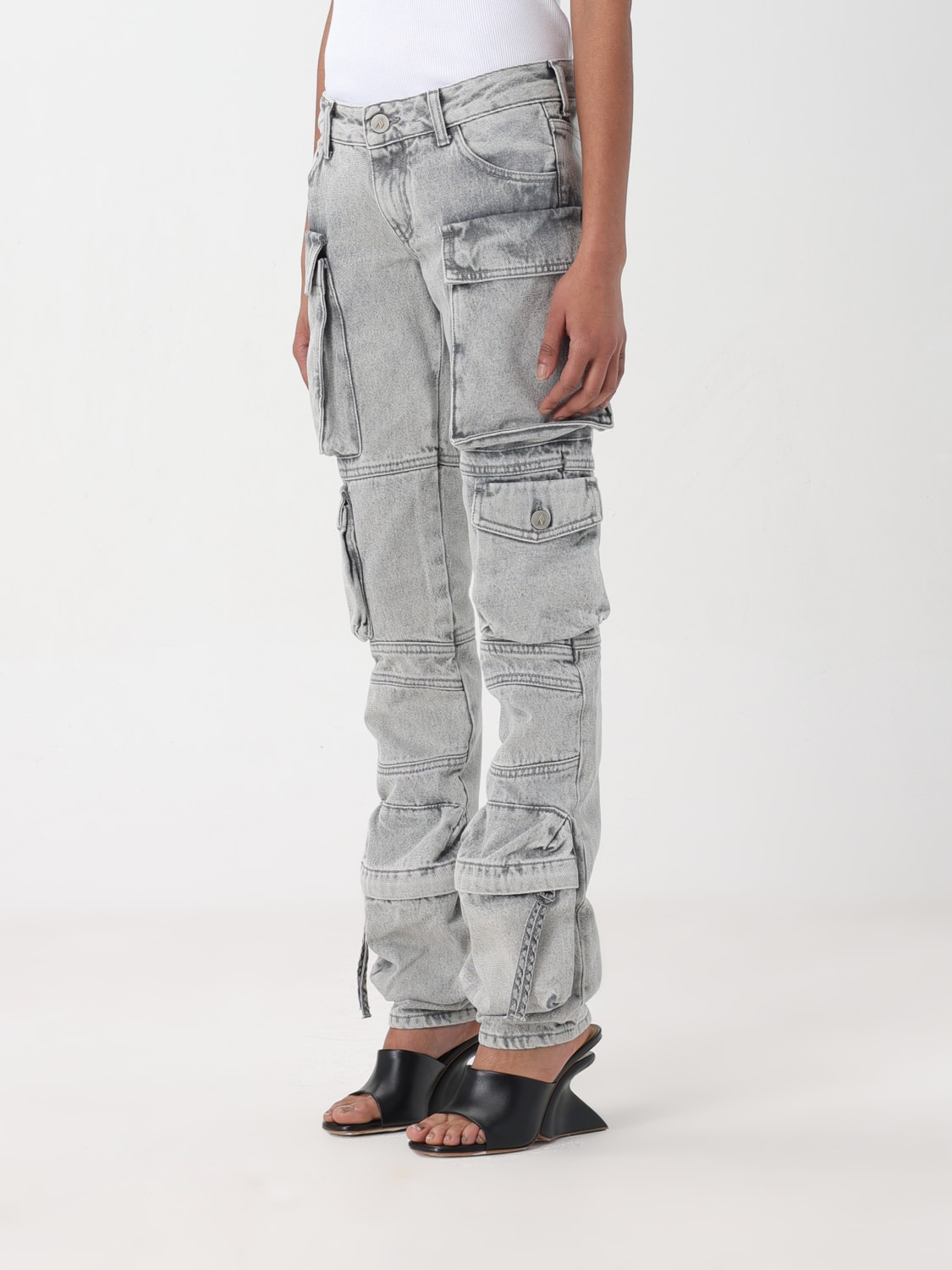 THE ATTICO JEANS: Jeans cargo The Attico in denim , Grigio - Img 4