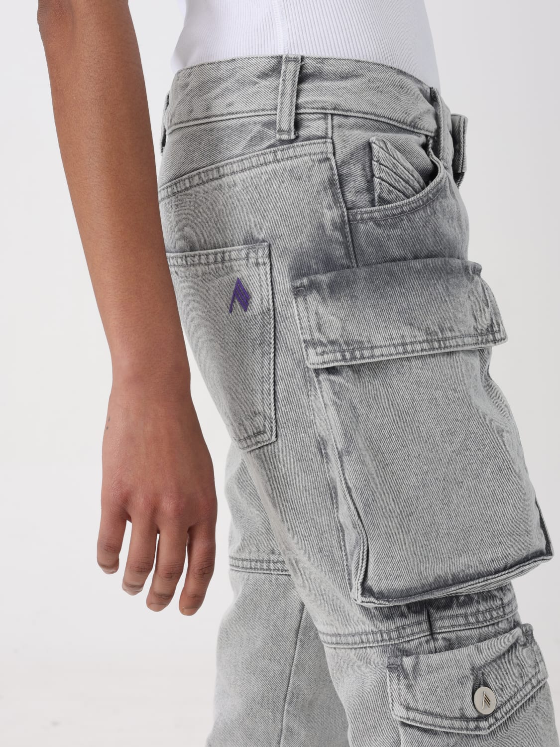 THE ATTICO JEANS: Jeans cargo The Attico in denim , Grigio - Img 5