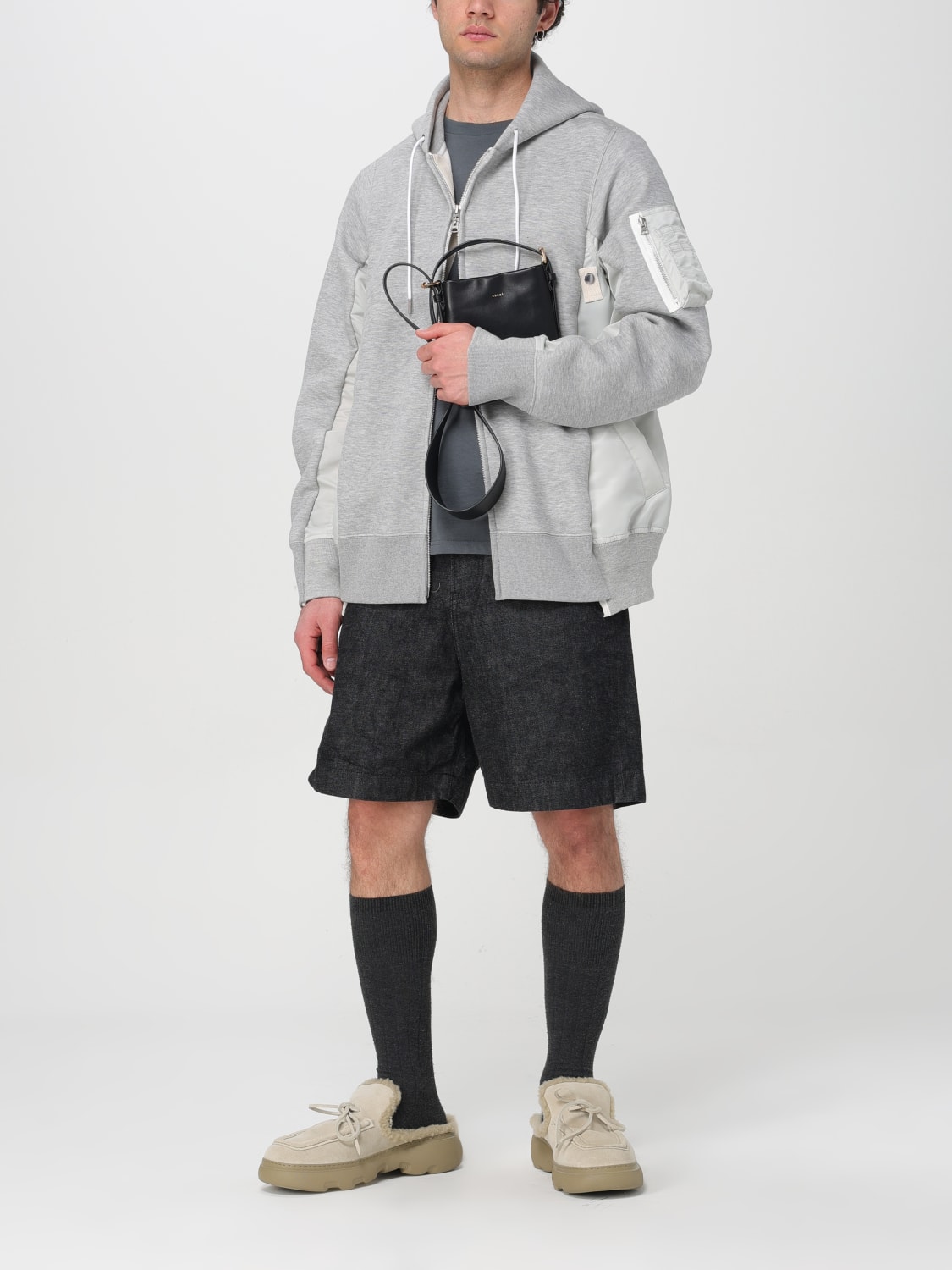 SACAI：ショートパンツ メンズ - ブラック | GIGLIO.COMオンラインの