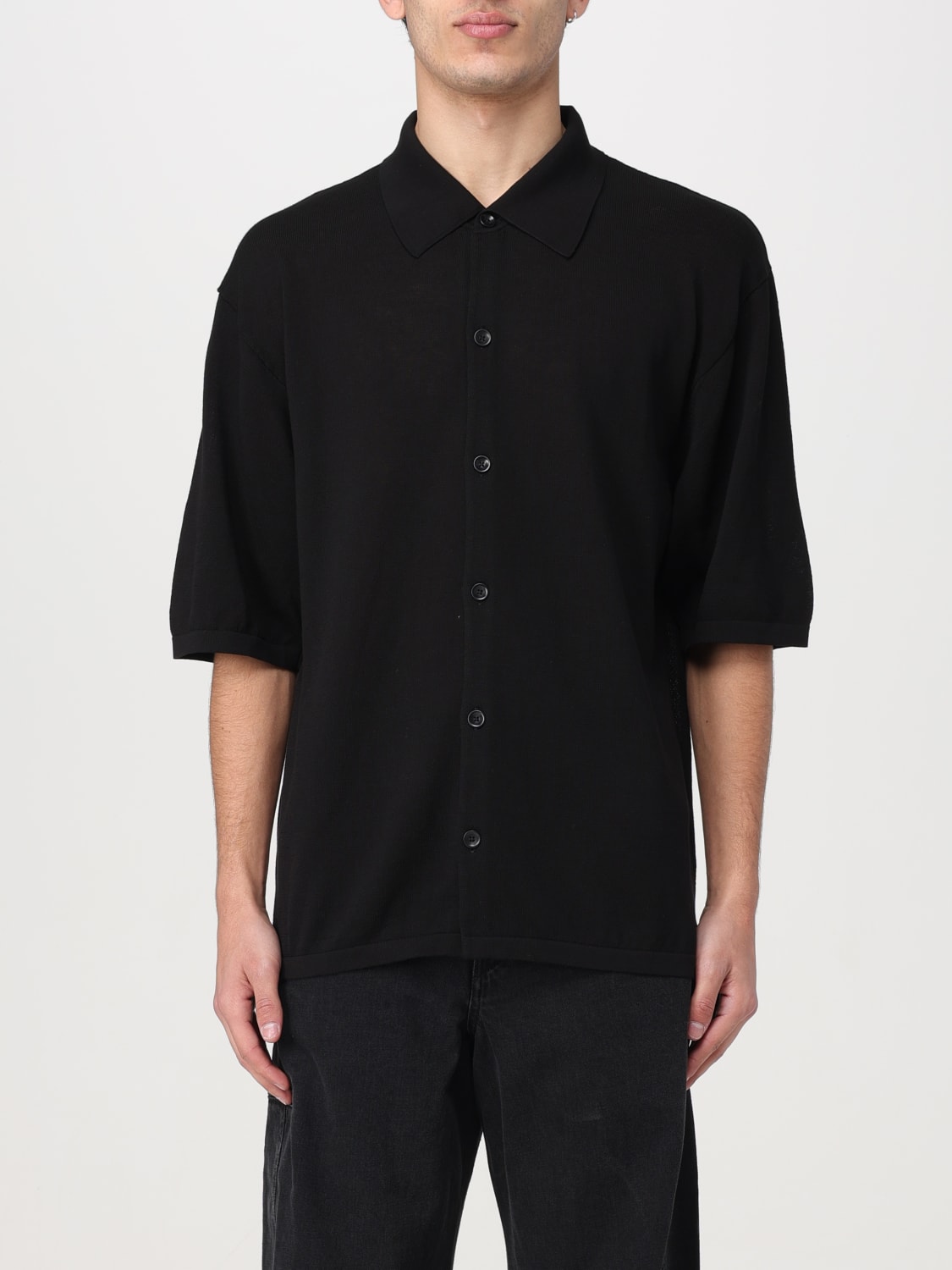 LEMAIRE：ポロシャツ メンズ - ブラック | GIGLIO.COMオンラインのLemaire シャツ TO1225LK116