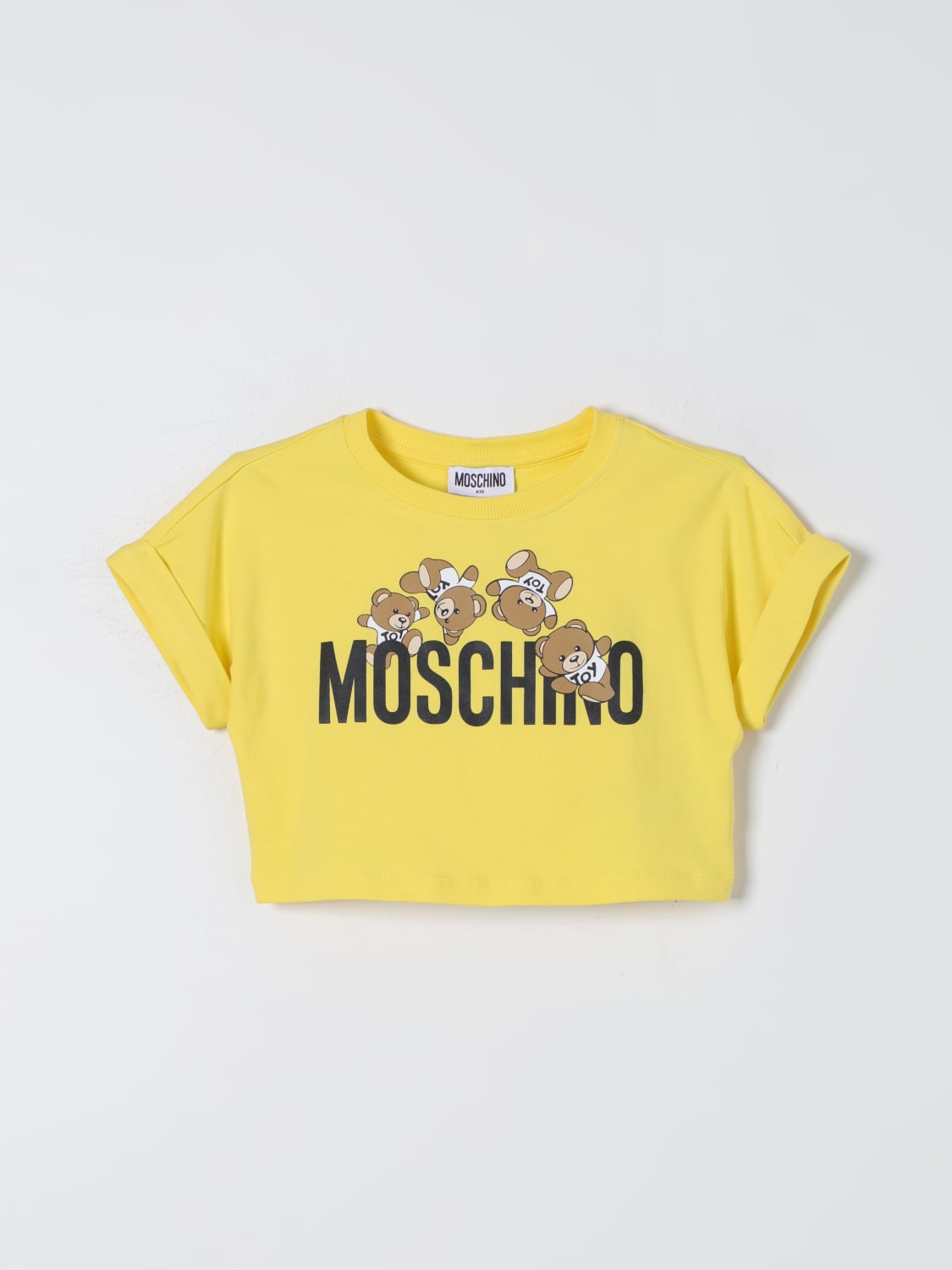 MOSCHINO T-SHIRT: T-shirt Moschino Kid in cotone, Giallo - Img 1