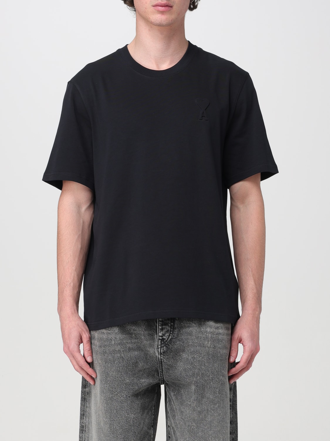 AMI PARIS: T-shirt men - Black | Ami Paris t-shirt UTS0257262 online at ...