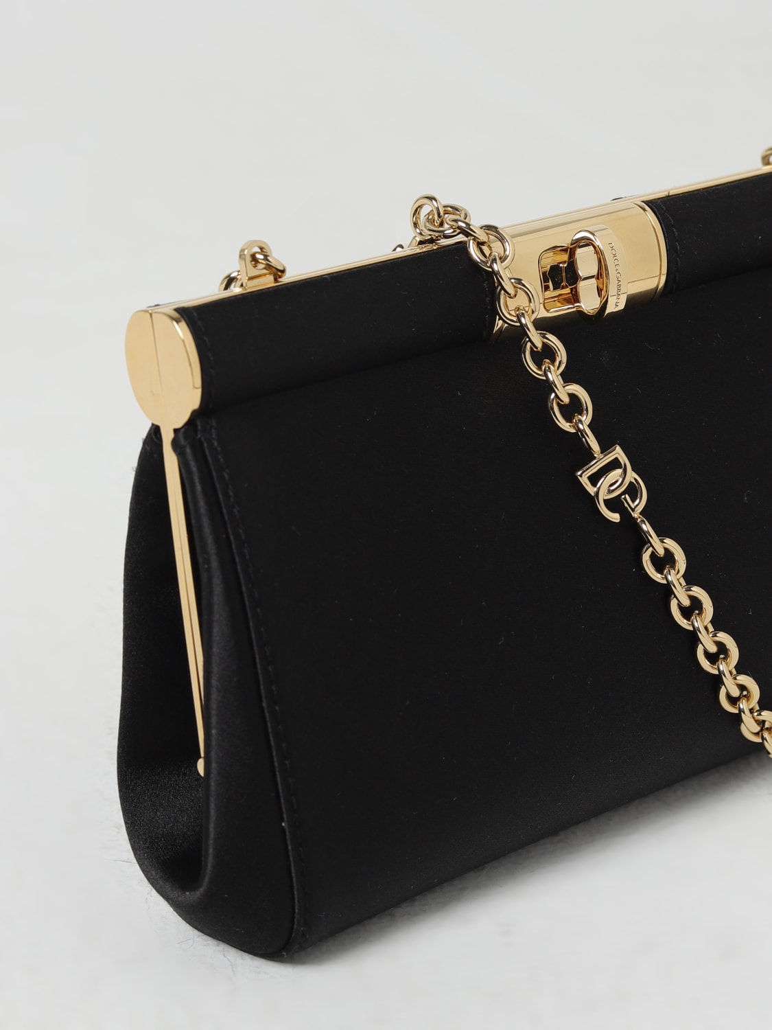 DOLCE & GABBANA BORSA MINI: Clutch Marlene Dolce & Gabbana in raso, Nero - Img 4