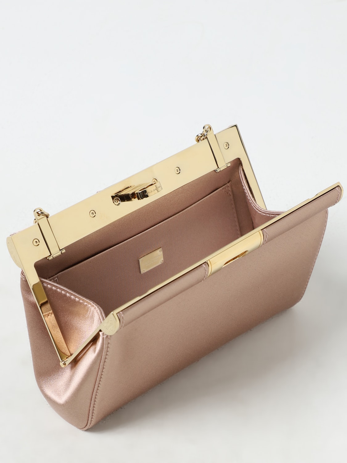 DOLCE & GABBANA BORSA MINI: Clutch Marlene Dolce & Gabbana in raso, Beige - Img 5