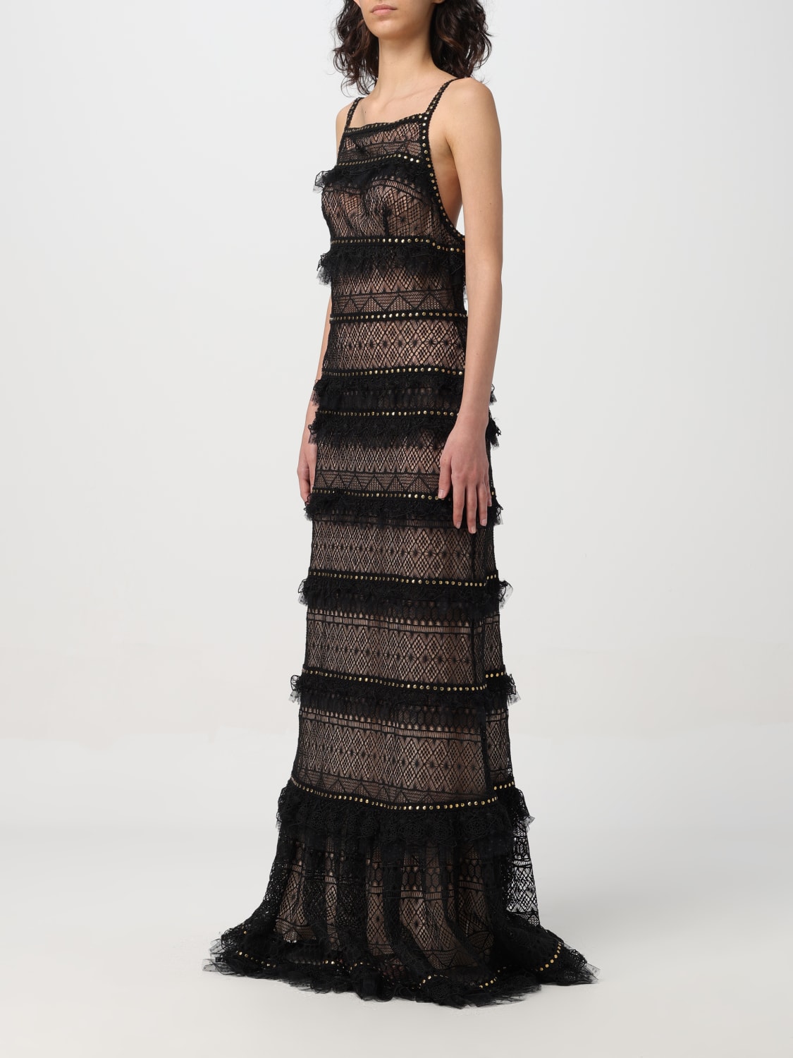 ELIE SAAB ABITO: Abito Elie Saab in pizzo e tulle , Nero - Img 3