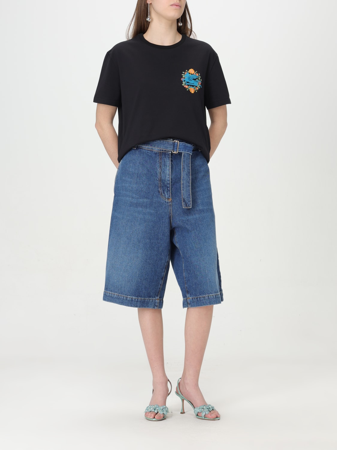ETRO｜SHORT-SLEEVED ROUND NECK T-SHIRTS (WRJB0006AC036 W Etro Outlet: T-shirt woman - White | Etro t-shirt
