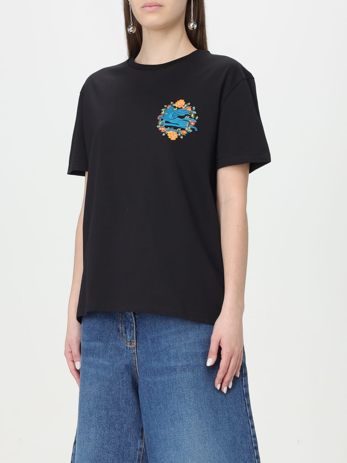 ETRO｜SHORT-SLEEVED ROUND NECK T-SHIRTS (WRJB0006AC036 W Etro Outlet: T-shirt woman - White | Etro t-shirt